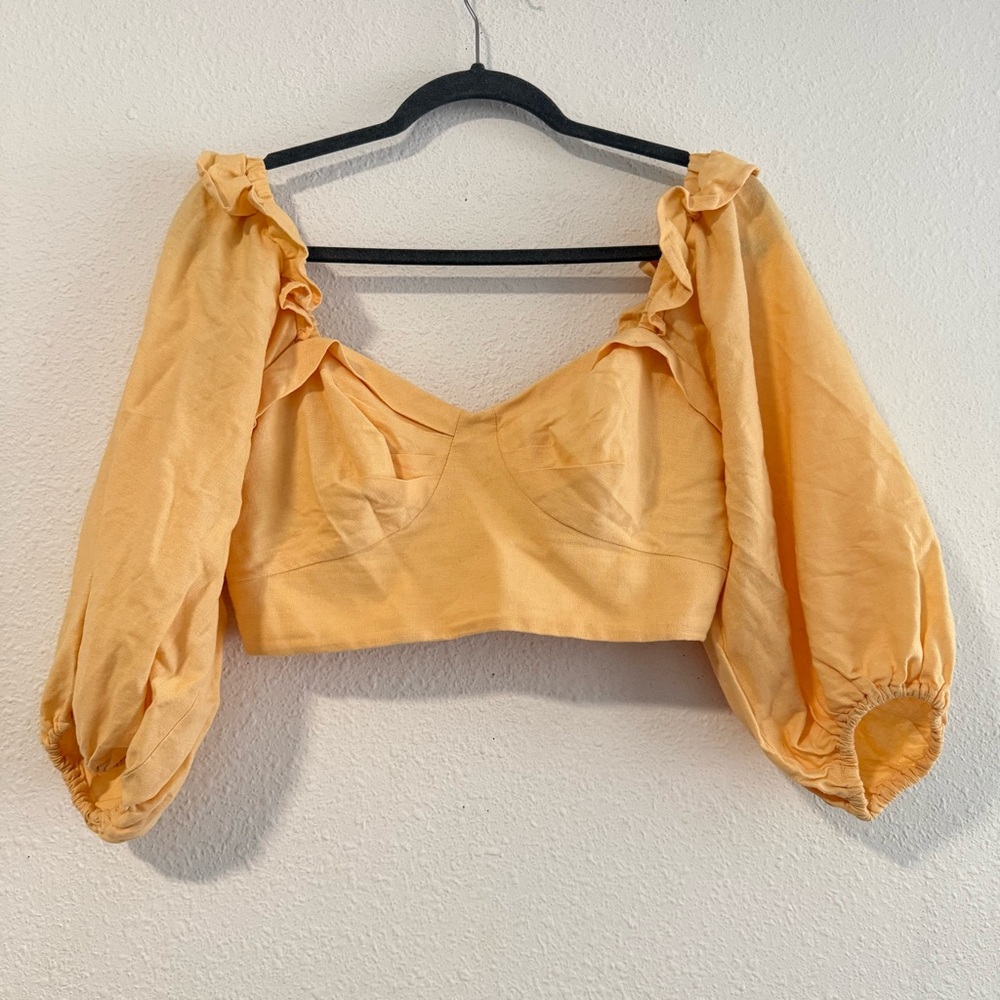 Farm Rio Buble Sleeve Crop Blouse Top‎ Size M